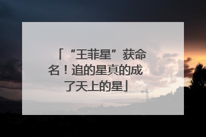 “王菲星”获命名！追的星真的成了天上的星