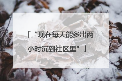 “现在每天能多出两小时沉到社区里”