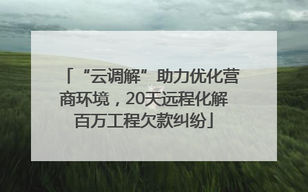 “云调解”助力优化营商环境，20天远程化解百万工程欠款纠纷