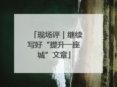 现场评｜继续写好“提升一座城”文章