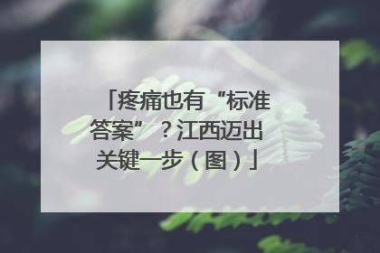 疼痛也有“标准答案”？江西迈出关键一步（图）