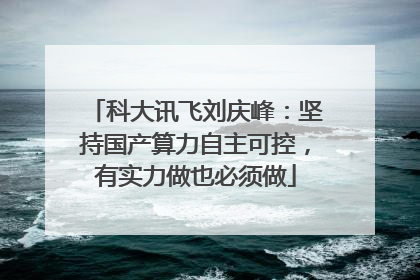 科大讯飞刘庆峰：坚持国产算力自主可控，有实力做也必须做