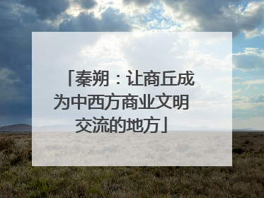 秦朔：让商丘成为中西方商业文明交流的地方