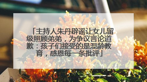 主持人朱丹辟谣让女儿留级照顾弟弟，为争议言论道歉：孩子们接受的是混龄教育，感恩每一条批评