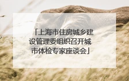 上海市住房城乡建设管理委组织召开城市体检专家座谈会