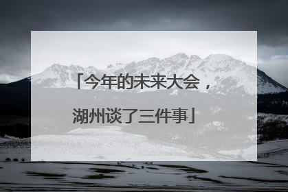 今年的未来大会，湖州谈了三件事