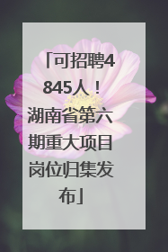 可招聘4845人！湖南省第六期重大项目岗位归集发布