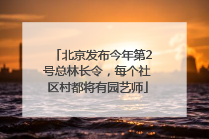 北京发布今年第2号总林长令，每个社区村都将有园艺师