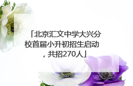 北京汇文中学大兴分校首届小升初招生启动，共招270人