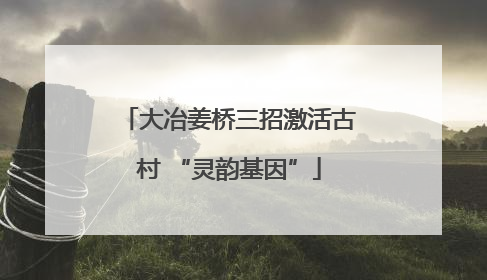 大冶姜桥三招激活古村 “灵韵基因”