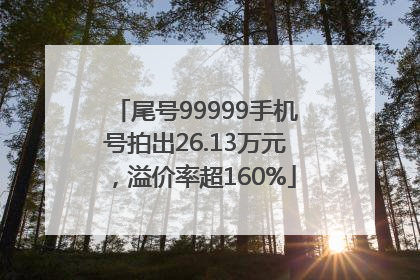尾号99999手机号拍出26.13万元，溢价率超160%