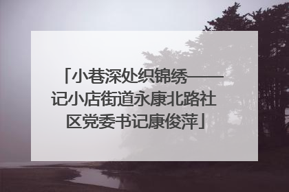 小巷深处织锦绣——记小店街道永康北路社区党委书记康俊萍