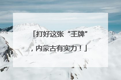 打好这张“王牌”，内蒙古有实力！