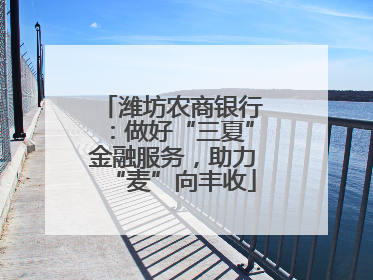潍坊农商银行：做好“三夏”金融服务，助力“麦”向丰收