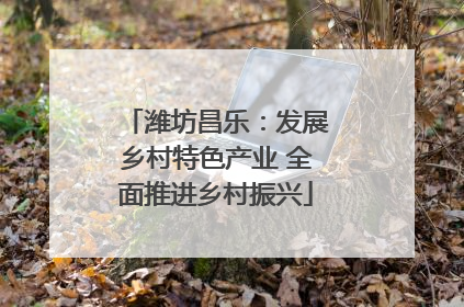 潍坊昌乐：发展乡村特色产业 全面推进乡村振兴