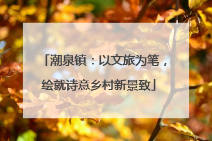 潮泉镇：以文旅为笔，绘就诗意乡村新景致