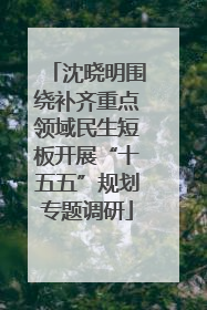 沈晓明围绕补齐重点领域民生短板开展“十五五”规划专题调研
