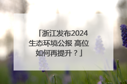 浙江发布2024生态环境公报 高位如何再提升？