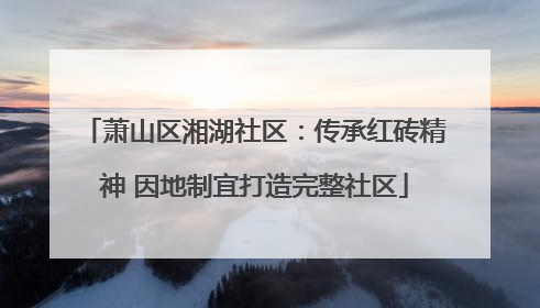 萧山区湘湖社区：传承红砖精神 因地制宜打造完整社区