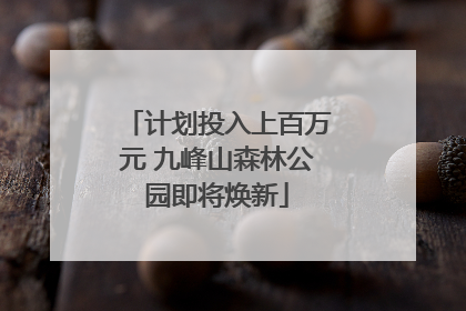 计划投入上百万元 九峰山森林公园即将焕新