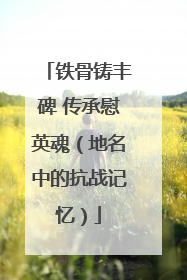 铁骨铸丰碑 传承慰英魂（地名中的抗战记忆）