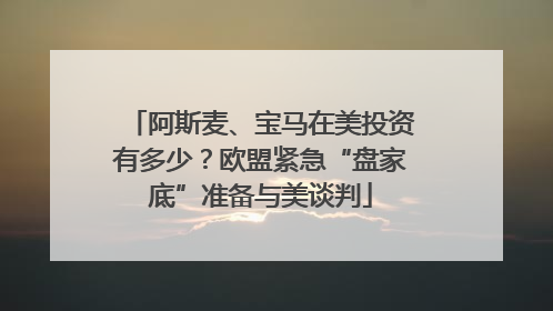 阿斯麦、宝马在美投资有多少？欧盟紧急“盘家底”准备与美谈判