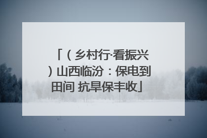 （乡村行·看振兴）山西临汾：保电到田间 抗旱保丰收